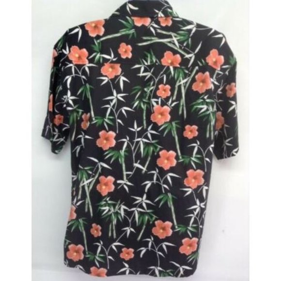 NWT Men's Black Floral Hawaiian Camp Shirt L - Picture 3 of 5